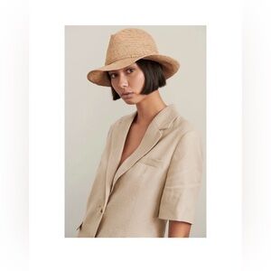 Helen Kaminski Fai Natural Raffia Packable Fedora Sun Hat – Handmade OS